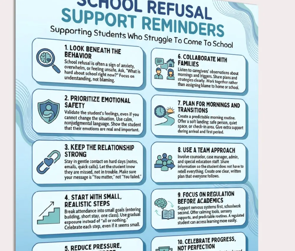 school refusal support printable pages preview