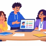 Illustration of a grade 10 student presenting his strengths and goals at his own IEP meeting
