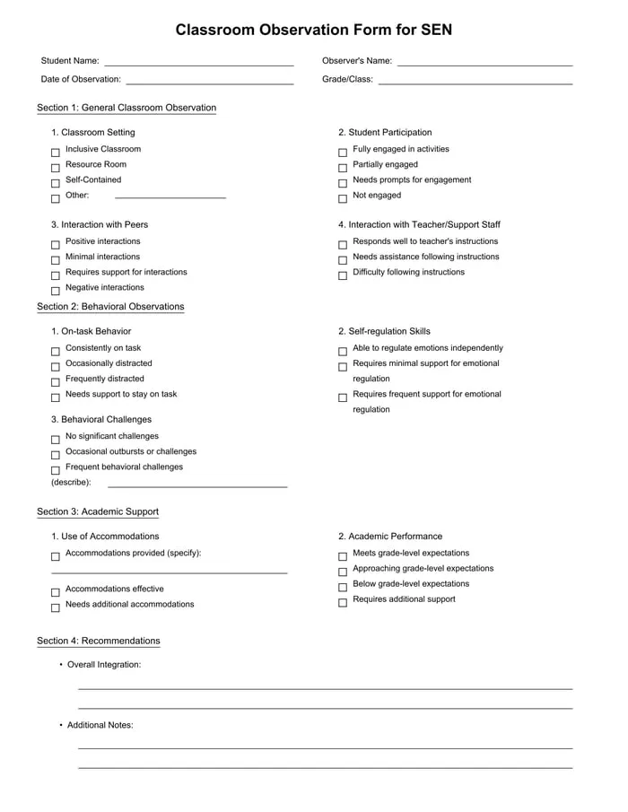 sen student observation resource cover