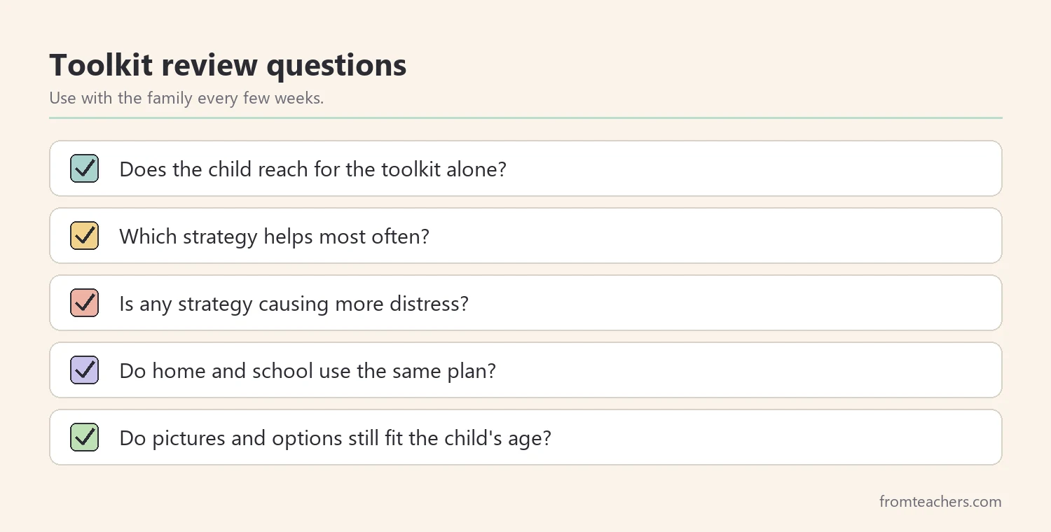 Checklist for reviewing a child's calming toolkit