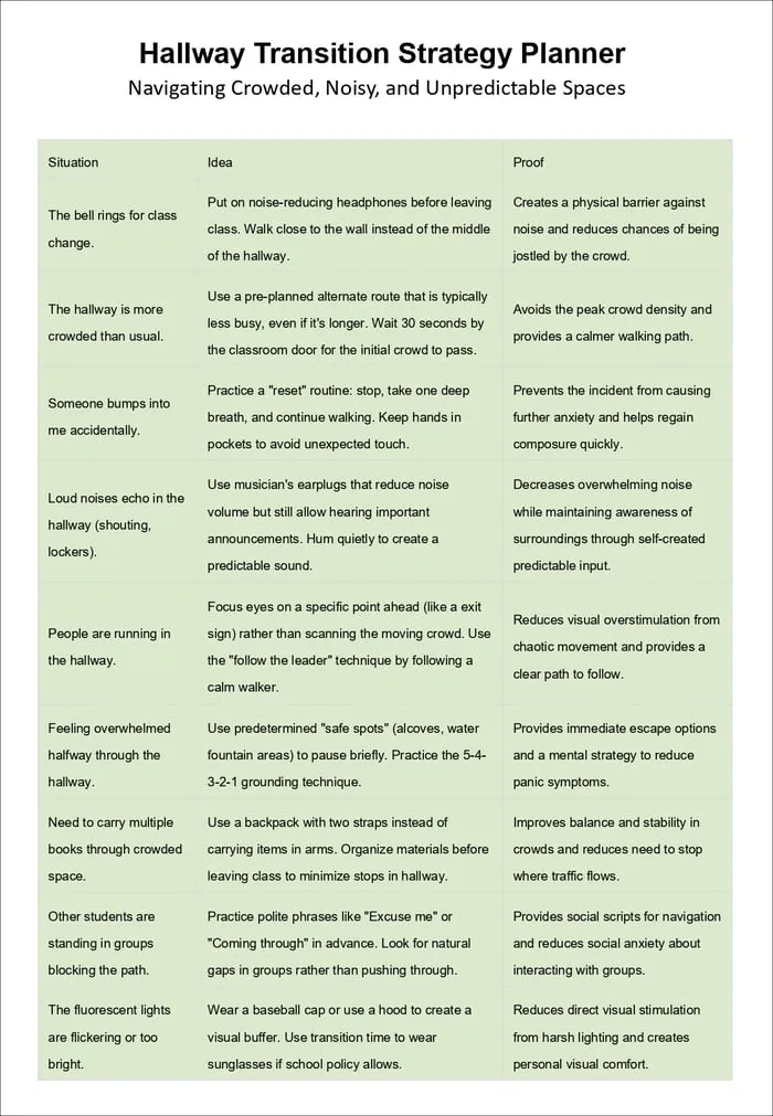 sensory overload at school printable pages preview