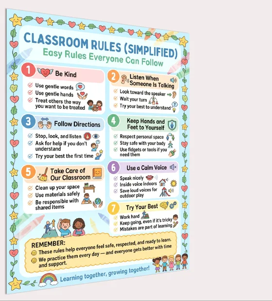 simple classroom rules poster preview