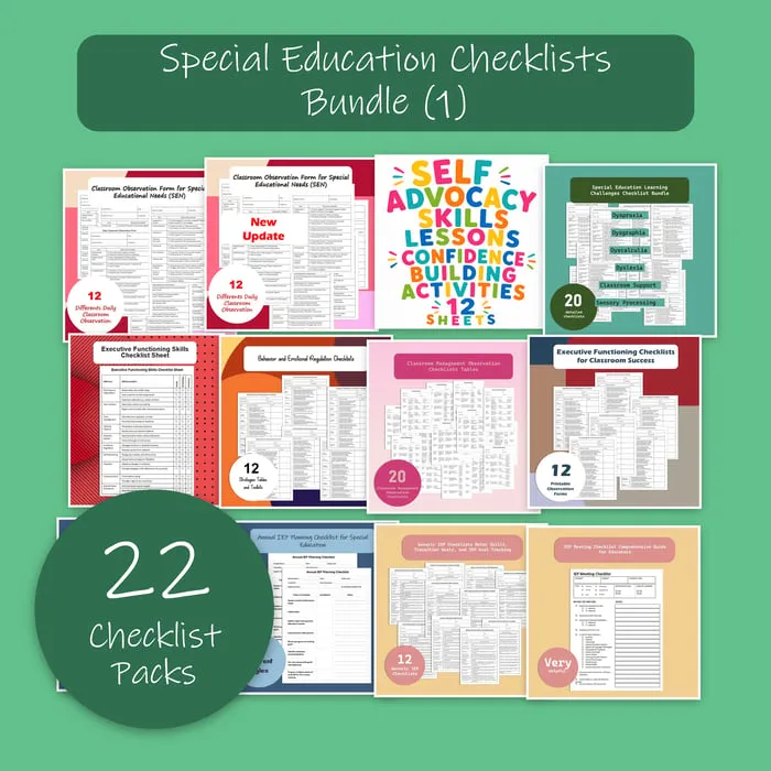 special education checklists resource cover