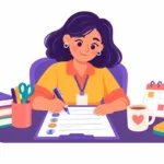 Special education teacher updating a sped caseload list at her desk