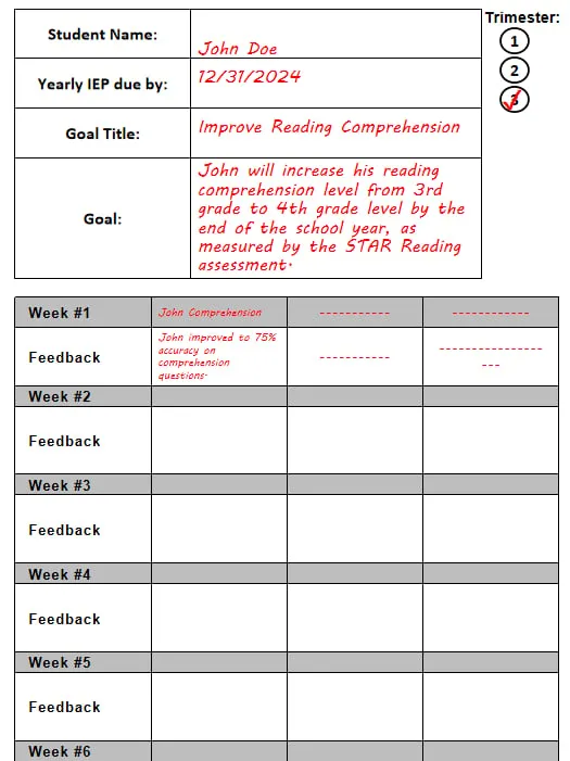 student-centered IEP printable pages preview