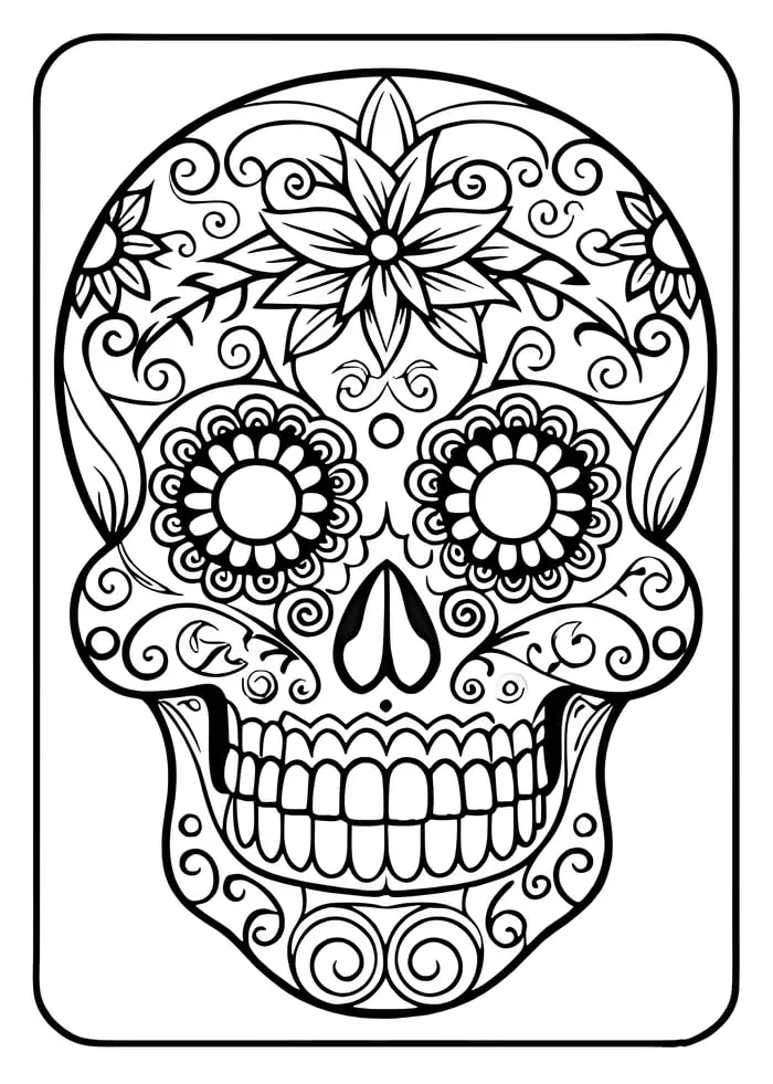 sugar skull coloring activities printable pages preview