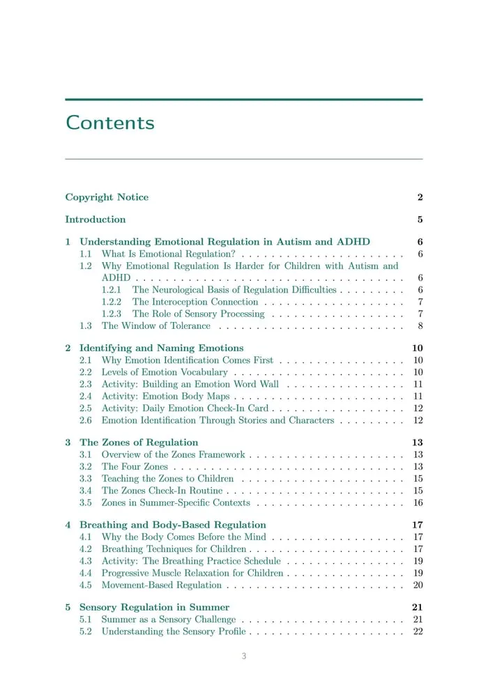 summer emotional regulation printable pages preview