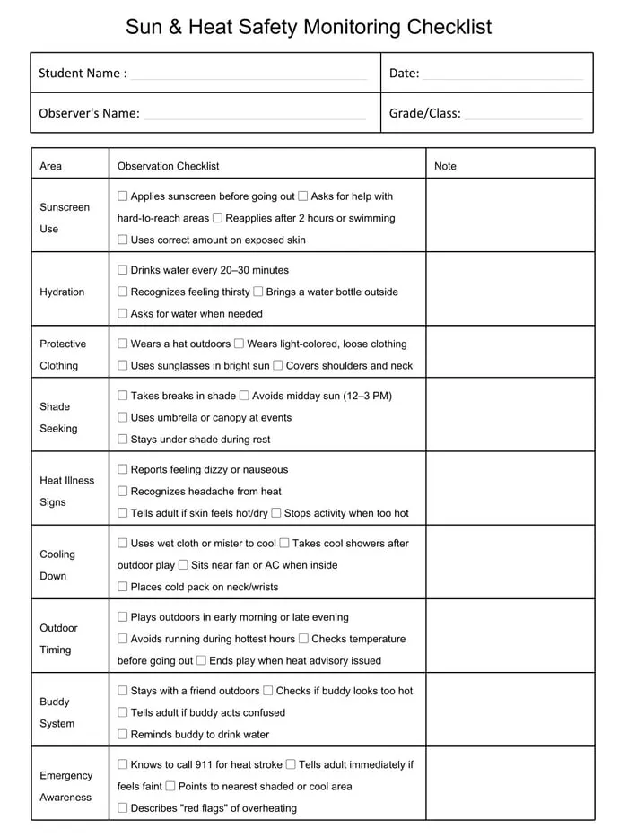 summer safety for kids printable pages preview