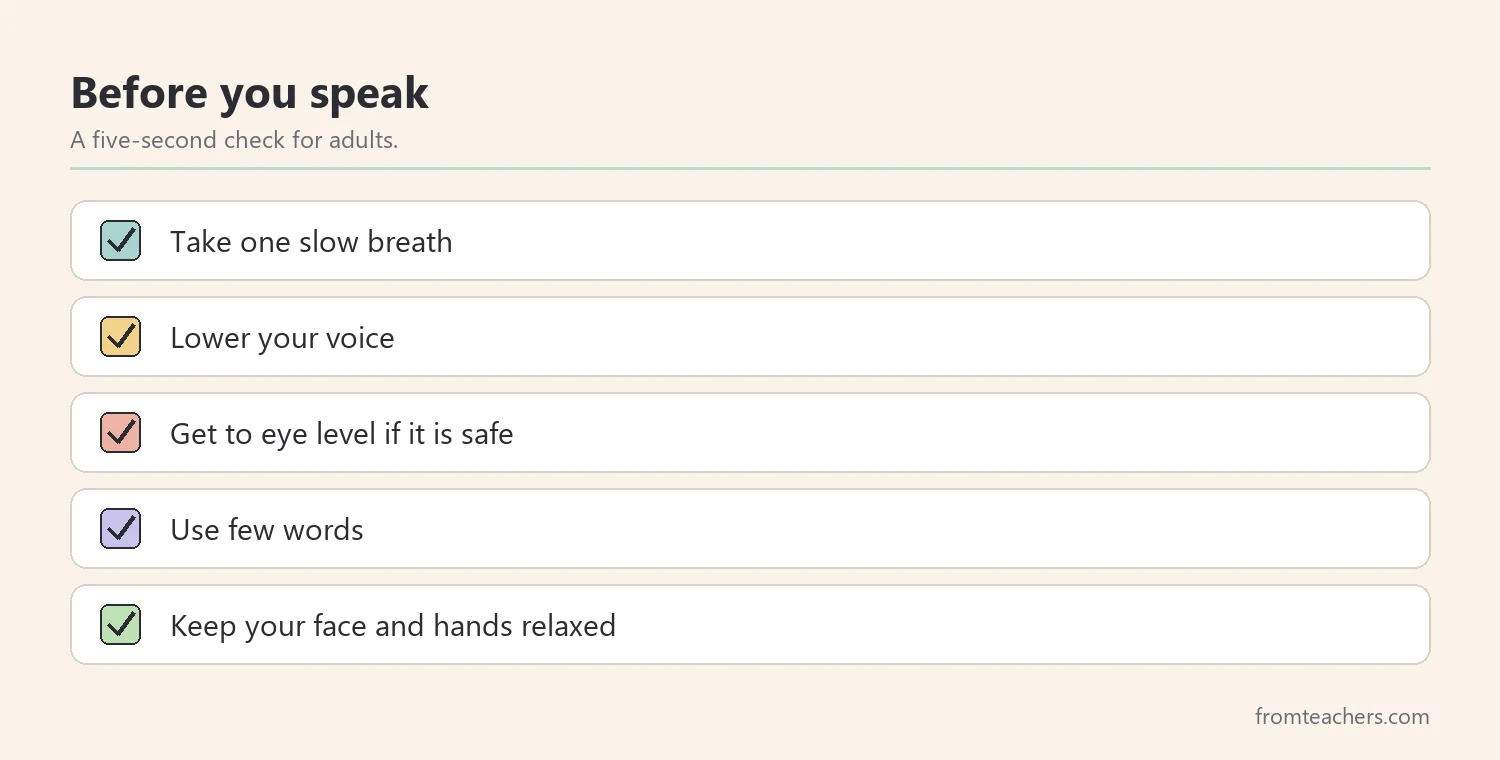 Checklist adults can use before speaking to an upset student