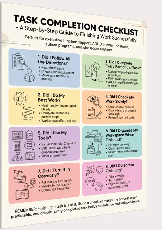 task completion checklist printable poster preview