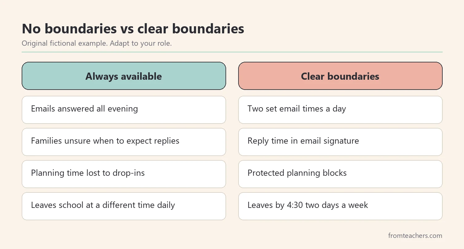 Comparison of working with no boundaries versus working with clear, shared boundaries