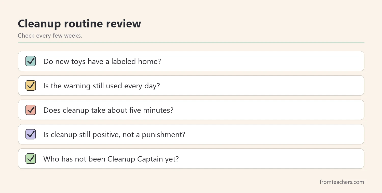Checklist for reviewing a cleanup routine every few weeks