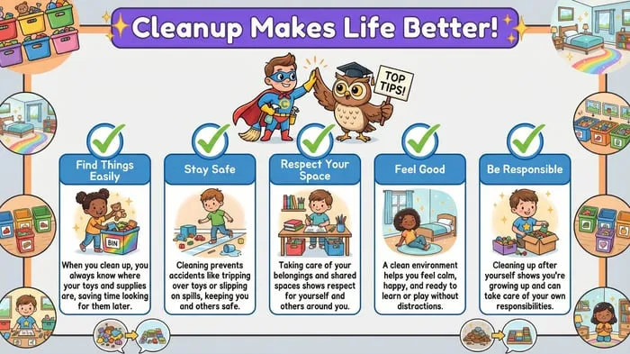 teaching kids to clean up printable pages preview