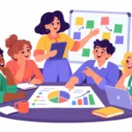 Team leader addressing team collaboration problems during a calm meeting