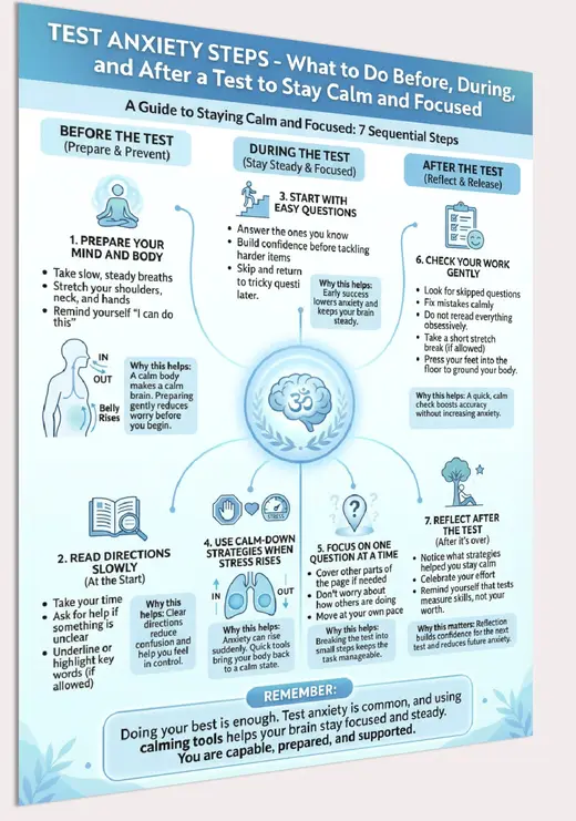 test anxiety strategies printable poster preview
