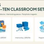 Three Learning Resources base ten classroom sets: Brights LER3551, Interlocking LER6356 and Giant Magnetic LER6366