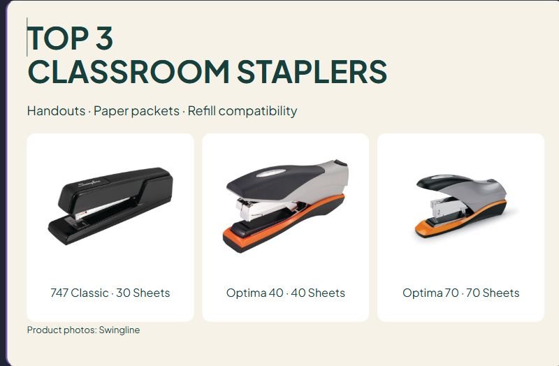 3 Classroom Staplers Compared: Swingline 747, Optima 40 and Optima 70