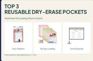 3 Reusable Dry-Erase Pocket Options: Marker Bundle, Ten-Pack and Horizontal