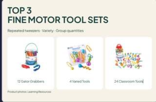 3 Classroom Fine Motor Tool Sets Compared: Tweezers, Variety and Group Packs