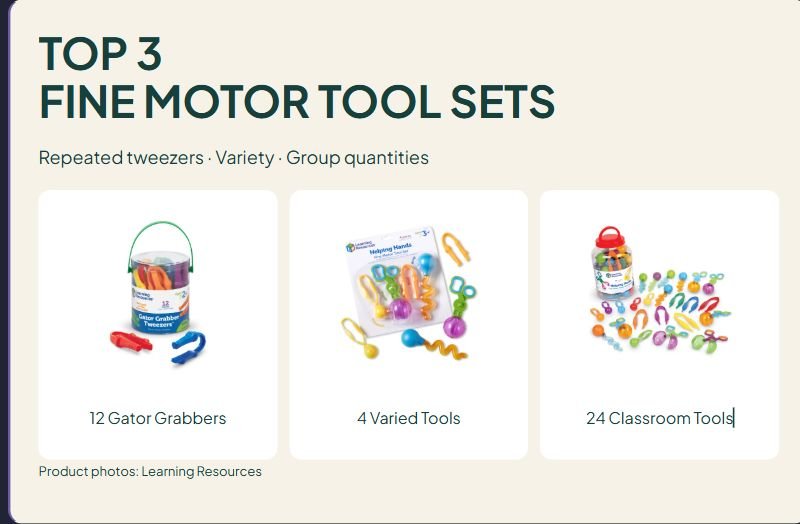 3 Classroom Fine Motor Tool Sets Compared: Tweezers, Variety and Group Packs