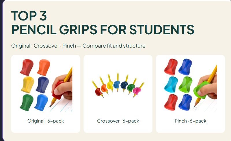 3 Pencil Grips for Students: Original, Crossover and Pinch Compared