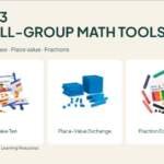 Three Learning Resources math tools: ten-frame answer boards, interlocking base-ten blocks and fraction equivalency towers.