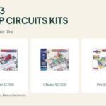 Official box-front photos of Snap Circuits Junior SC100, Classic SC300 and Pro SC500 kits