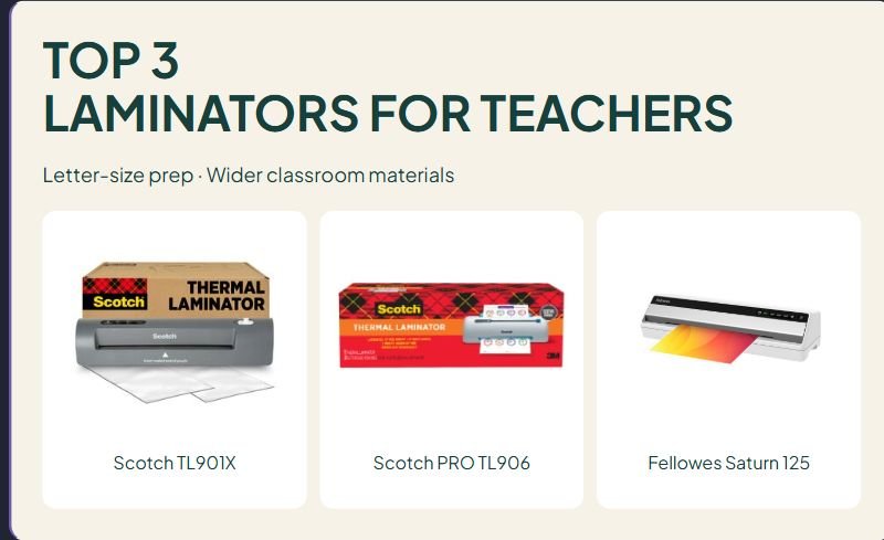 3 Laminators for Teachers Compared: Letter-Size and Wide-Format Prep