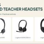 Top 3 wired teacher headsets: Logitech H111, H390 USB-A, and H540