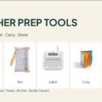 Five teacher paper-prep tools: Smead wall organizer, Fiskars trimmer, Brother label maker, Smead project organizer and Seville drawer cart