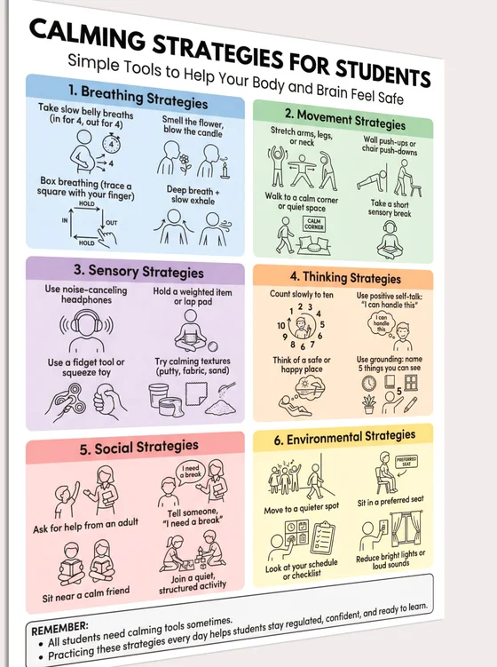 types of calming strategies poster preview