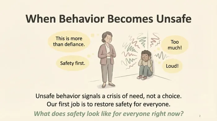 Preview pages on unmet needs, physical prompting risks, and escalation