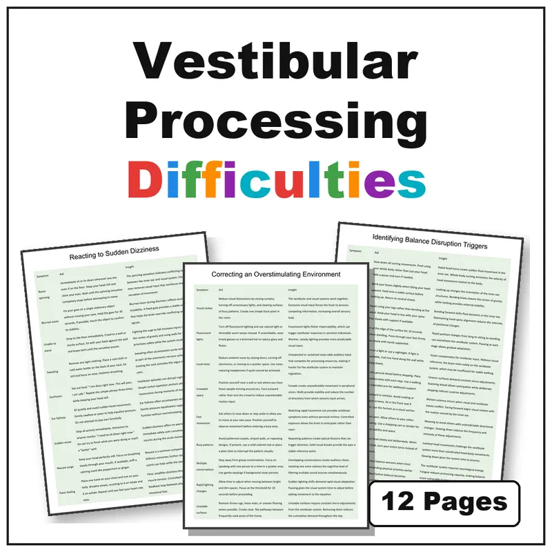 vestibular processing strategies resource cover