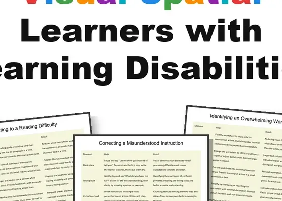 visual-spatial learners printable pages preview