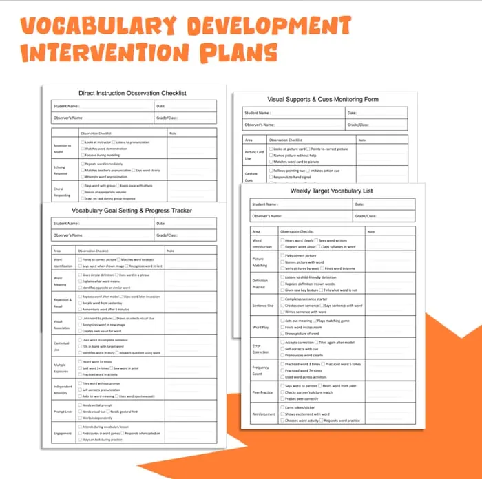 vocabulary intervention plan resource cover