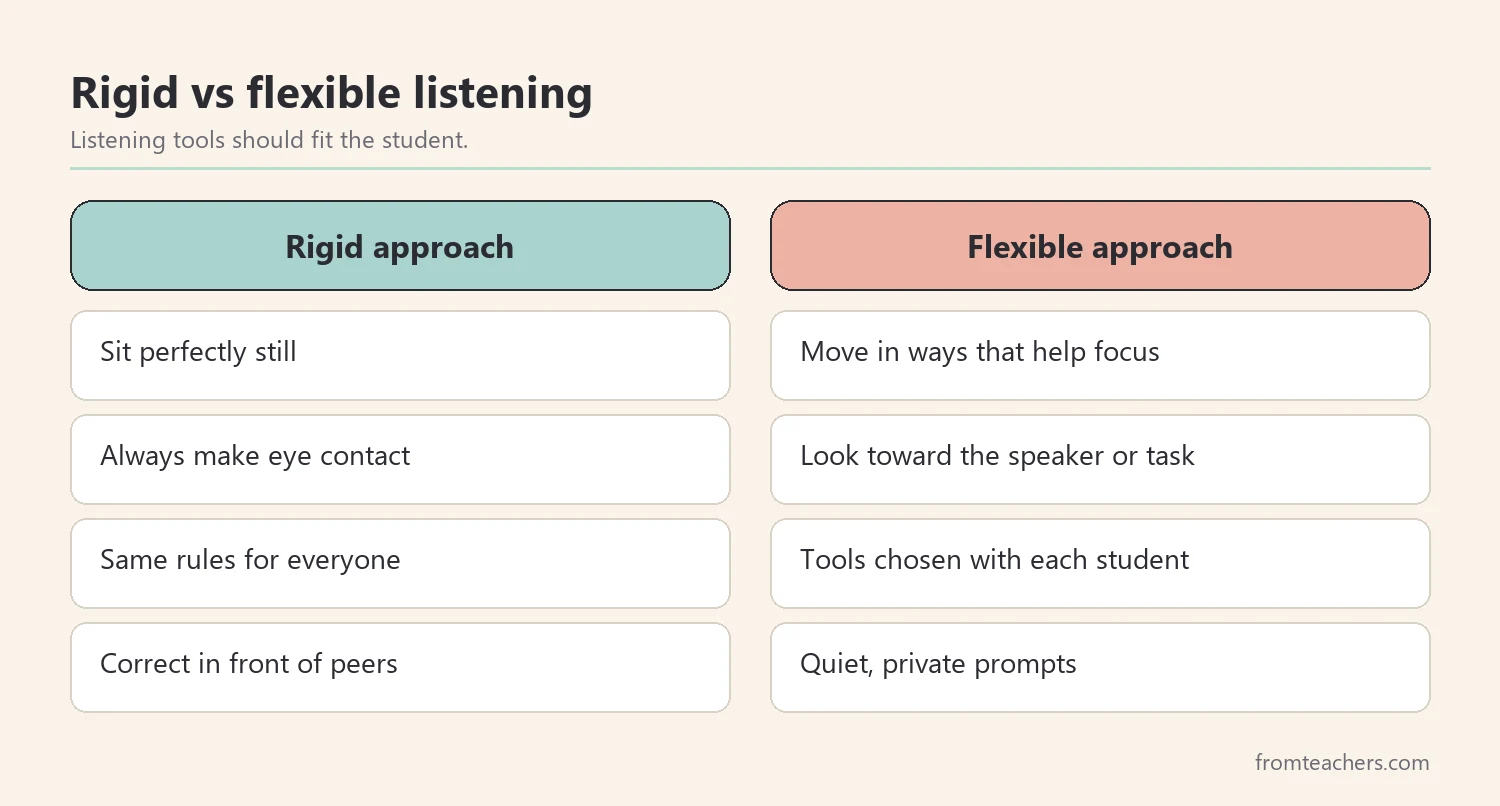 Comparison of a rigid approach and a flexible approach to teaching listening